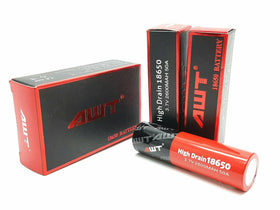 純正 AWT 18650 ブラック &amp; レッド バッテリー - 2600mAh 50A 3.7V (高ドレイン)