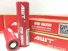 GENUINE AWT RED BATTERY 18650 (3000 MAH - 40A)