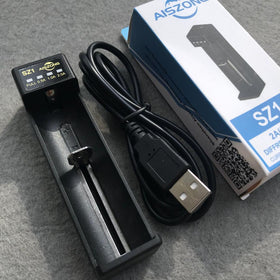 AISZONG SZ1 (1ベイ) スマートバッテリー充電器 (USB高速充電)